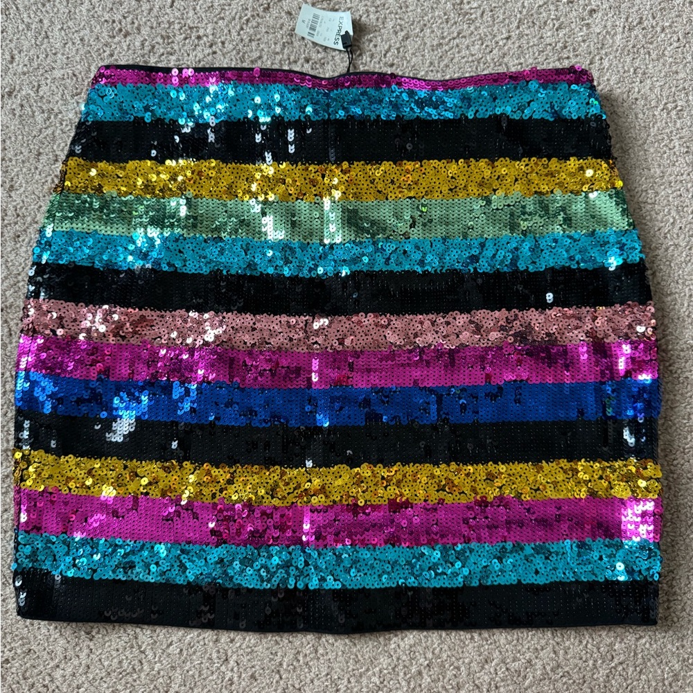 Multicolor Sequin Striped Skirt